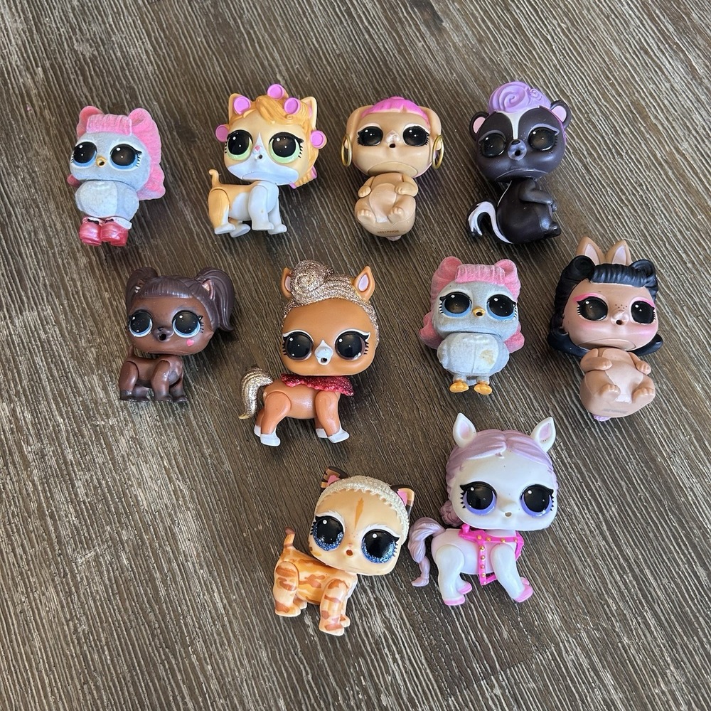 LOL Surprise Pets Critter  Bunny 3" Lot of 10 Cat Dogs Owls Skunk Accessories